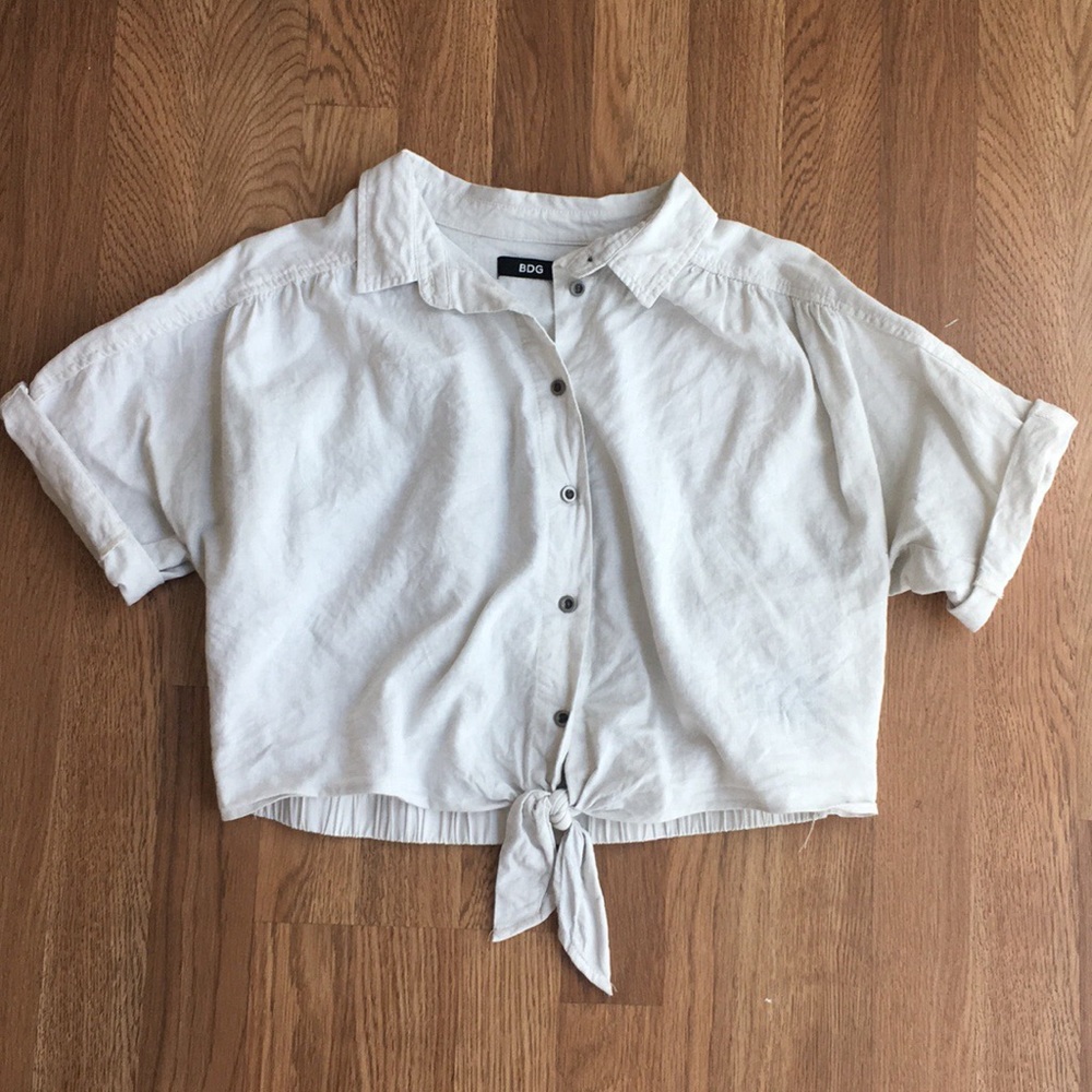 Urban Outfitters Linen Crop Blouse